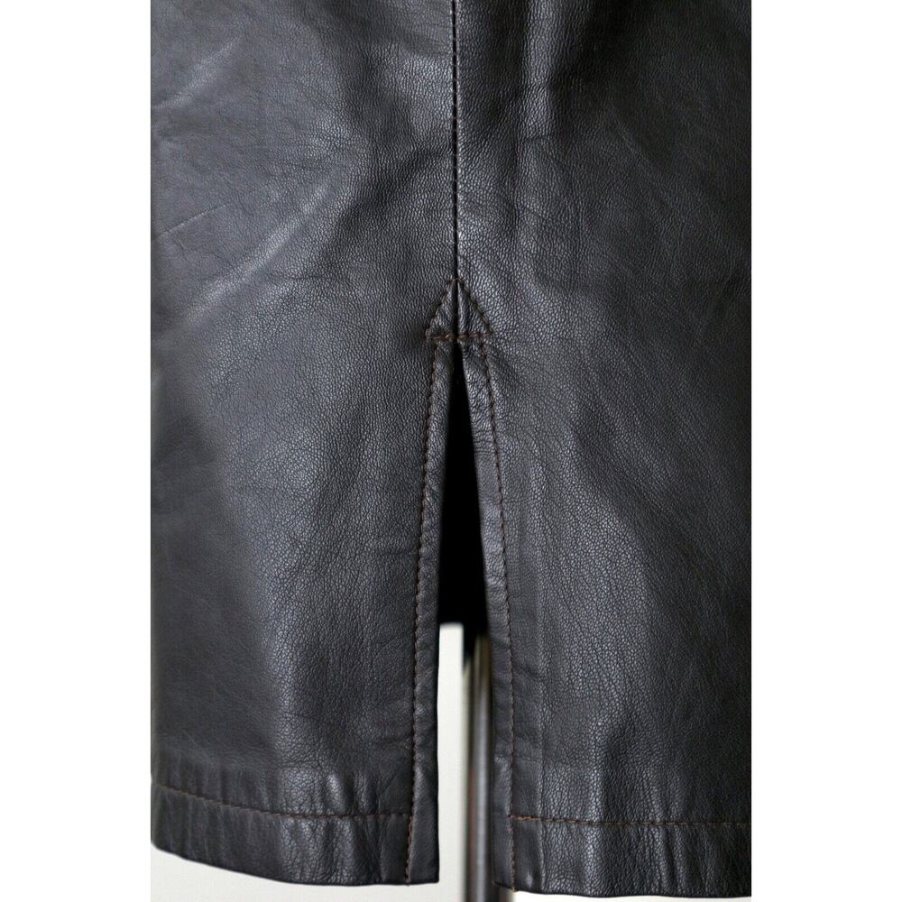 Vintage 1990s Barney's CO-OP Brown Leather High Rise Pencil Skirt - Picture 8 of 10